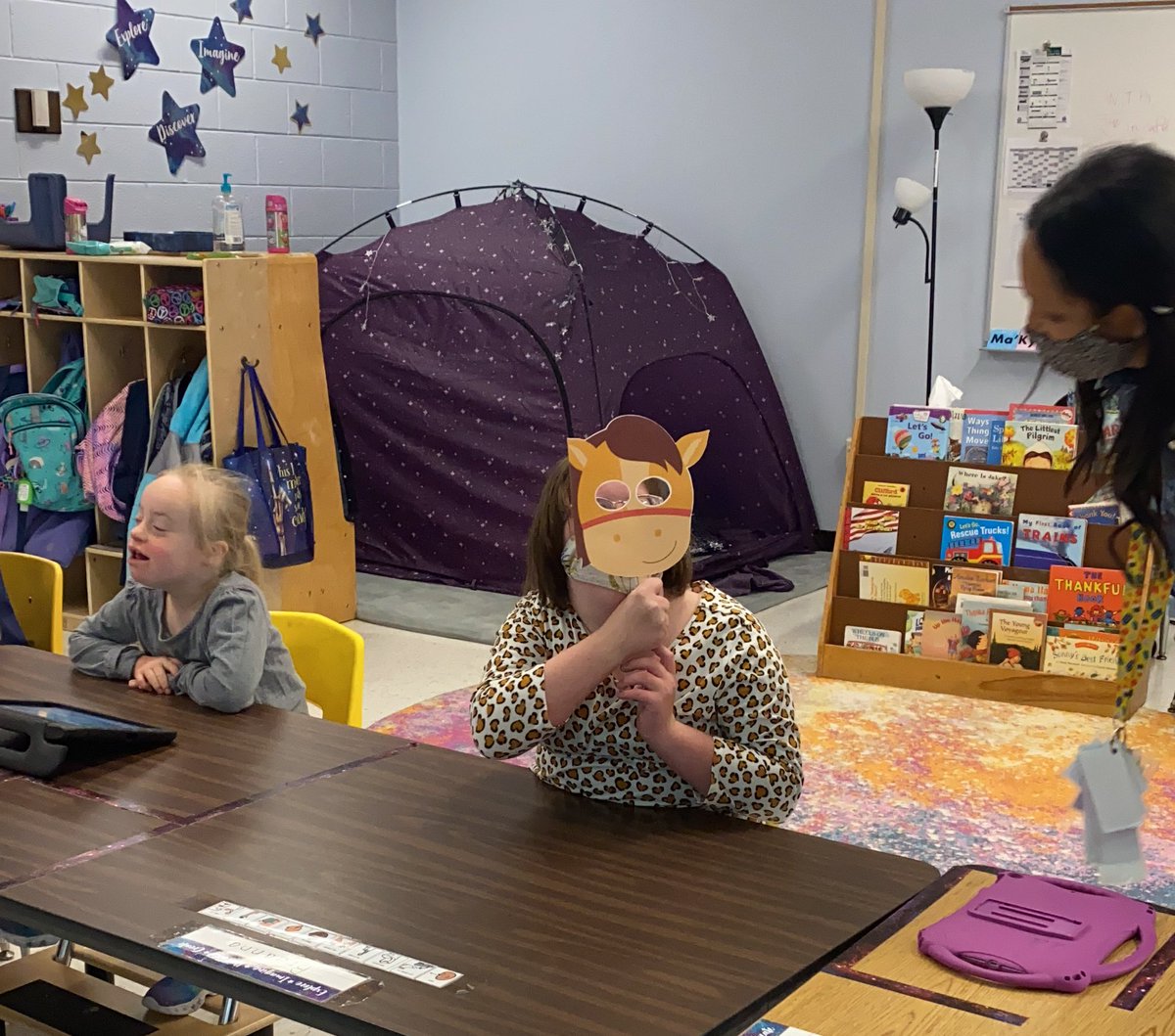 lau_lauree's tweet photo. One of my favorite times to visit classes and students is during #groupspeech! Can you guess what book they were reading? @FCS_SEC @DrRachelFCS @lwesprincipal https://t.co/K9V7kIhYUr