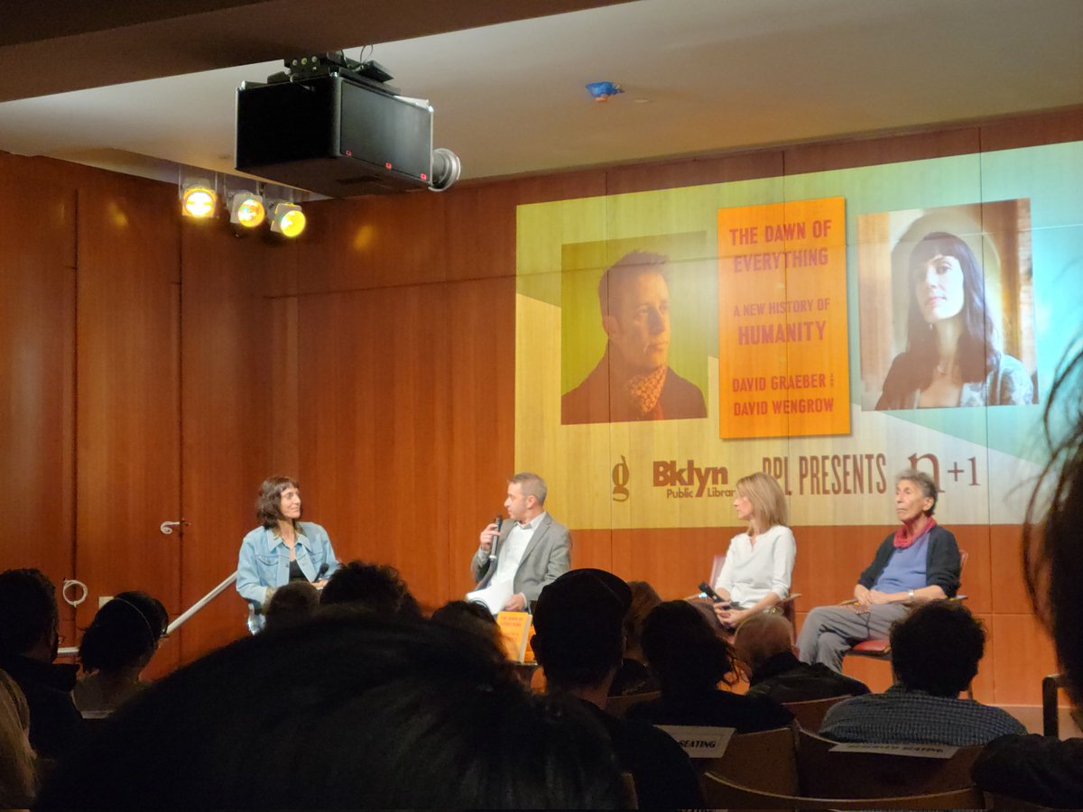 BetsyKim's tweet photo. #TheDawnOfEverything by #DavidGraeber #DavidWengrow #NYC book launch @BKLYNlibrary #brilliant #thoughtprovoking #mythbreaking #gratitude 🙏 https://t.co/vbLF7Gv8iH