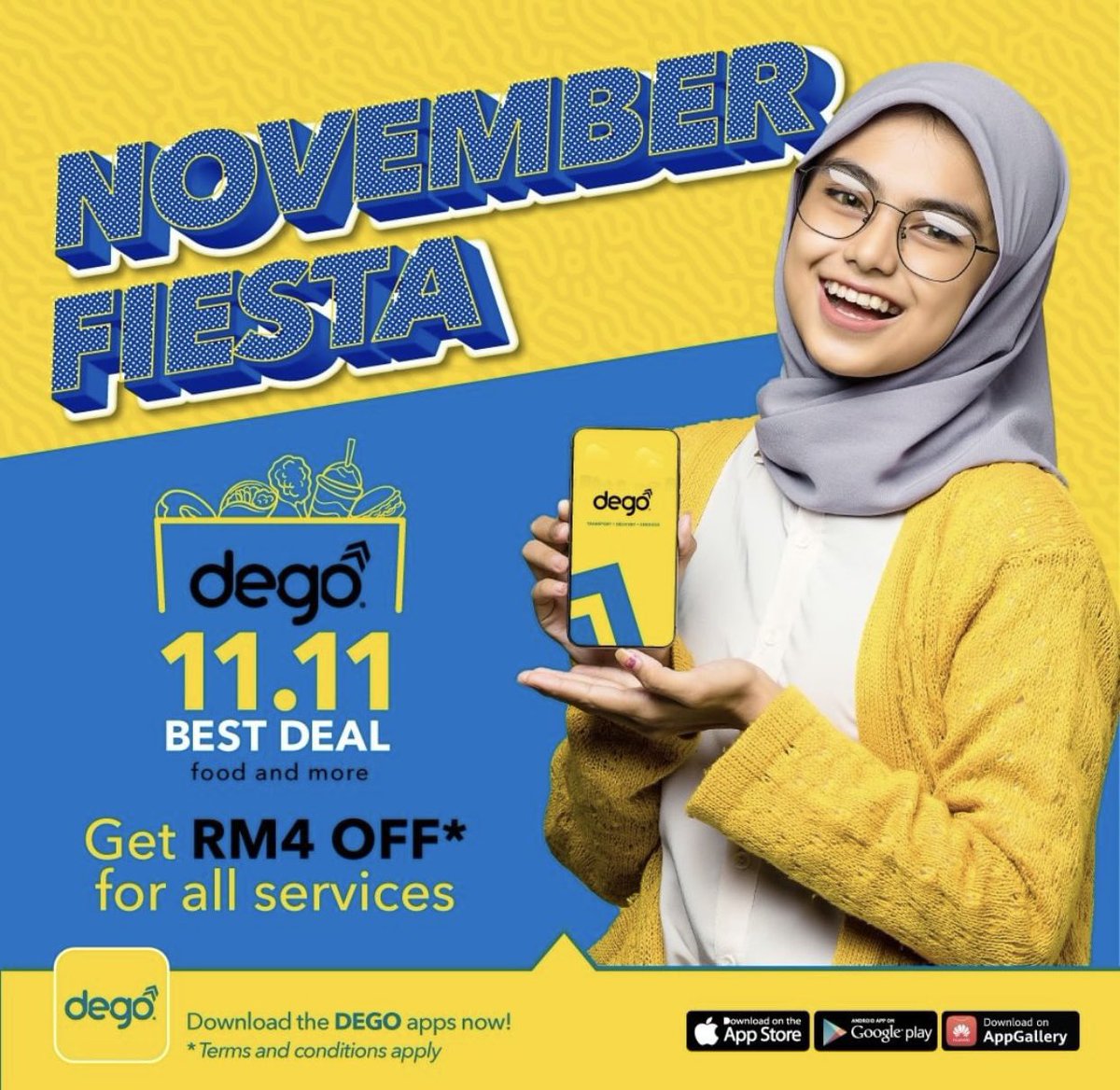 dego_my's tweet photo. Hurry up!! Just tap tap now and enjoy our 11.11 promotion valid on 11th November 2021. Enjoy RM4 OFF for all services. #degomy #bestdeal #degopromo https://t.co/vOgJ4lWhtn