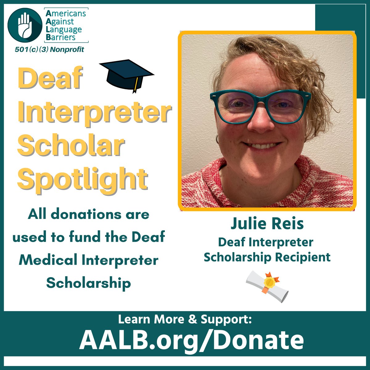 AALB is a Federally-Recognized Nonprofit 501(c)(3) Public Charity. Please learn more and support the scholarship by making a tax-deductible donation: aalb.org/donate.
