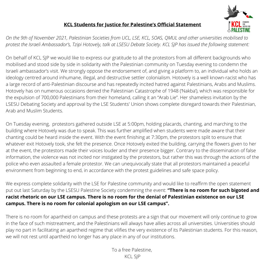 KCL Students For Justice For Palestine tweet media