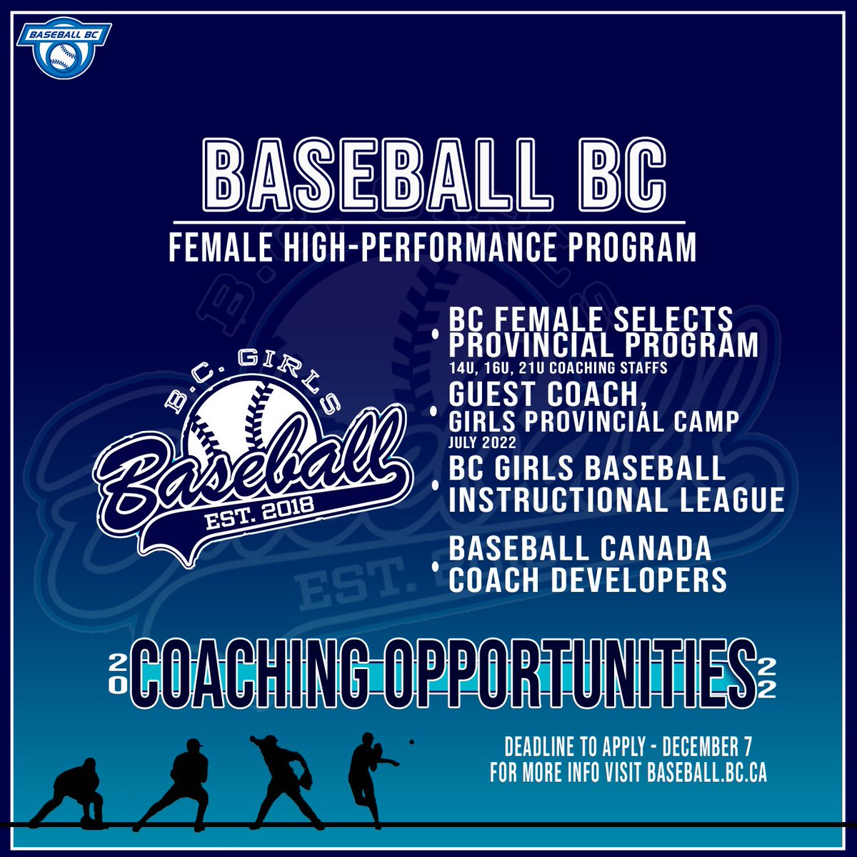 Baseball BC Coaching Opportunities:

Baseball BC's Female High-Performance Program is now taking applications for various opportunities to coach! 

For more info:
baseball.bc.ca/2017-baseball-…