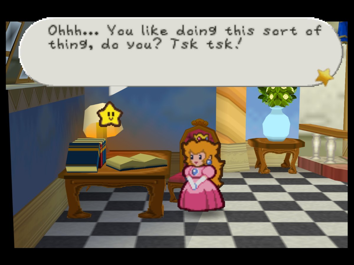 PaperMarioLog's tweet image. It looks like somebody left a private diary just lying around. Should we read it?

Ohhh... You like doing this sort of thing, do you? Tsk tsk!