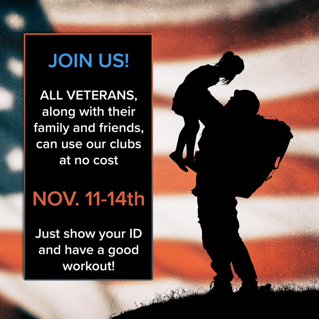 SPREAD THE WORD! All Veterans and Active Military personnel, along with their families and friends, can use our clubs, this Thursday, Friday, Saturday and Sunday at no cost (Nov. 11-14). Just show your ID and have a good workout! #veteransday #lafitnesslifestyle #lafitness