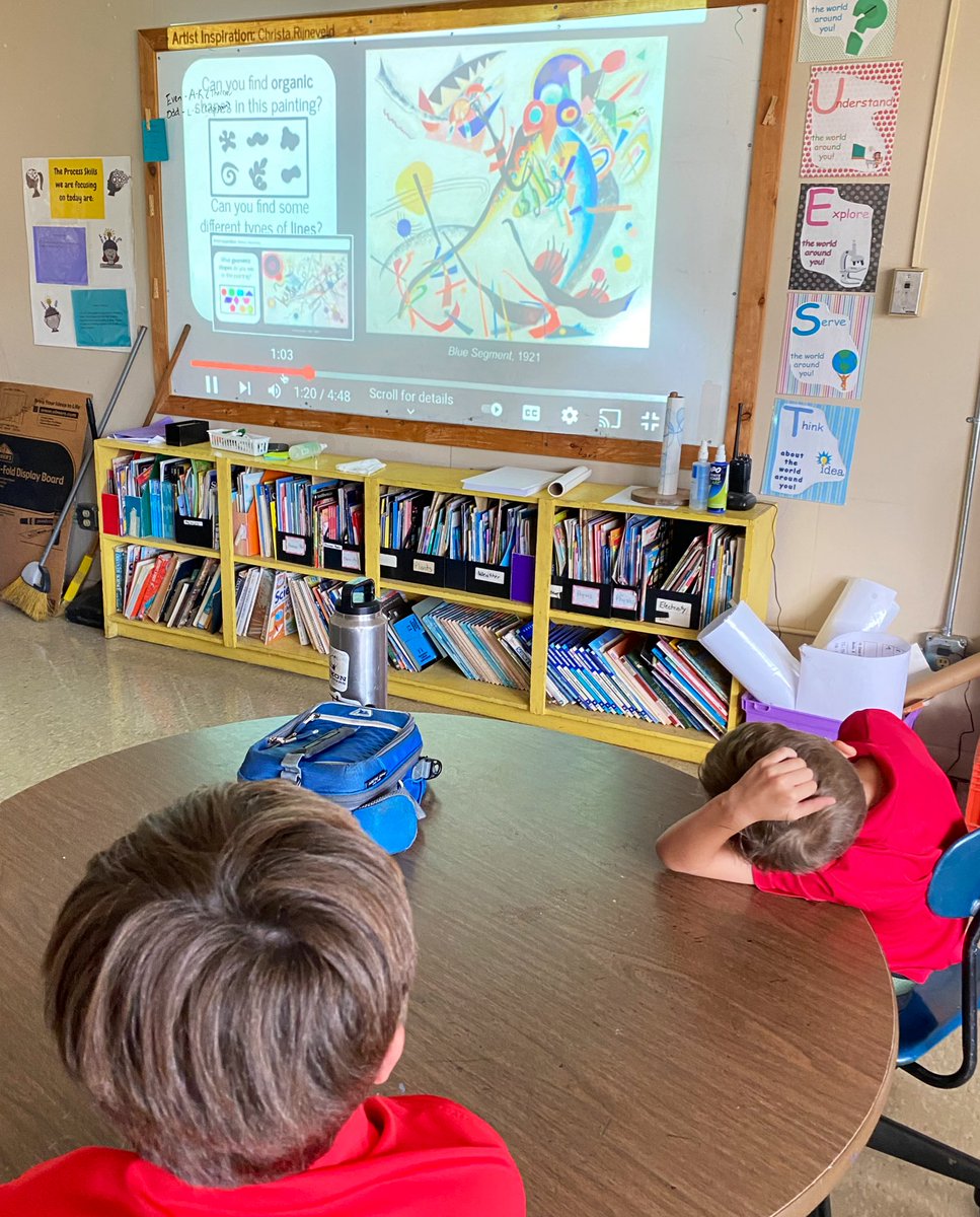 MrsPippensQUEST's tweet photo. Introducing 3rd graders to abstract art with a children’s book, Matthew’s Dream by Leo Lionni and a Kid’s Art Lesson video about Wassily  Kandinsky and his art.  We are all (Mrs. P included) learning a lot today. https://t.co/iaW31A5CjM
