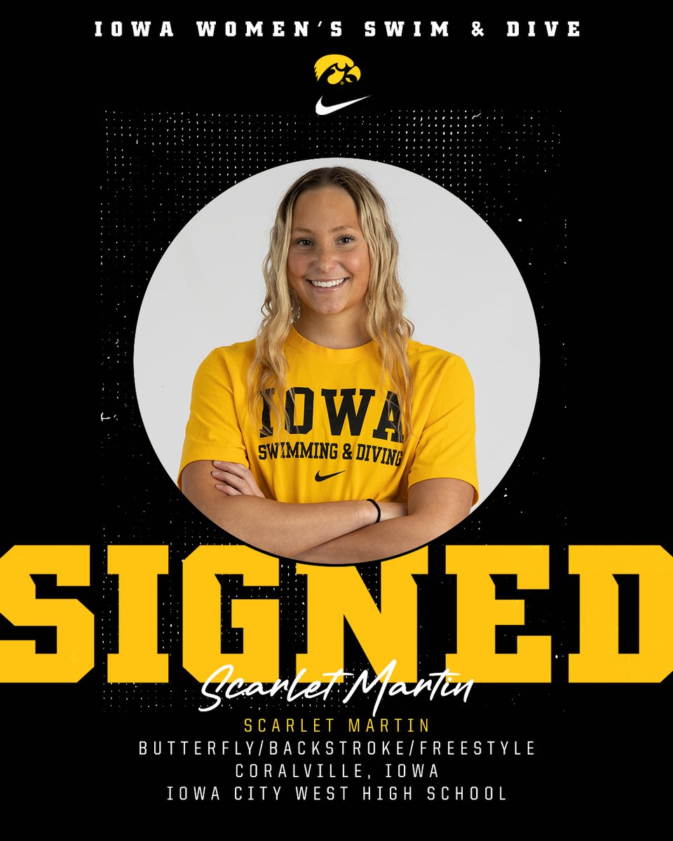 IowaSwimDive's tweet photo. One of the nation's top recruits... Olympic Trials qualifier @scarletrmartin is officially a Hawkeye!  

Welcome to the #Hawkeyes family, Scarlet! https://t.co/gV3GdYpbSx