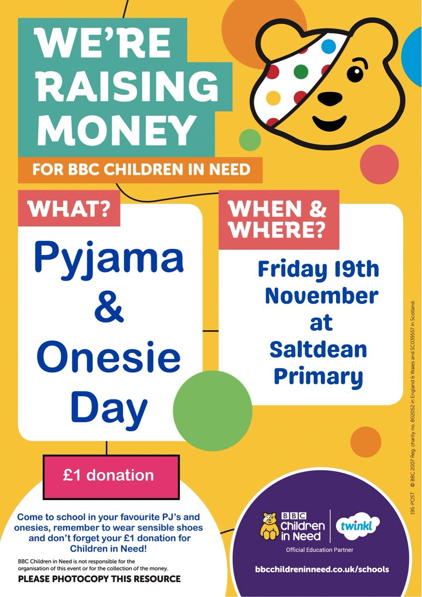 FOSPbrighton's tweet photo. We can’t wait for our PJ &amp; Onesie Day @SaltdeanPrimary next Friday to raise money for @BBCCiN 
#CiN2021 https://t.co/SowxuMt9m8