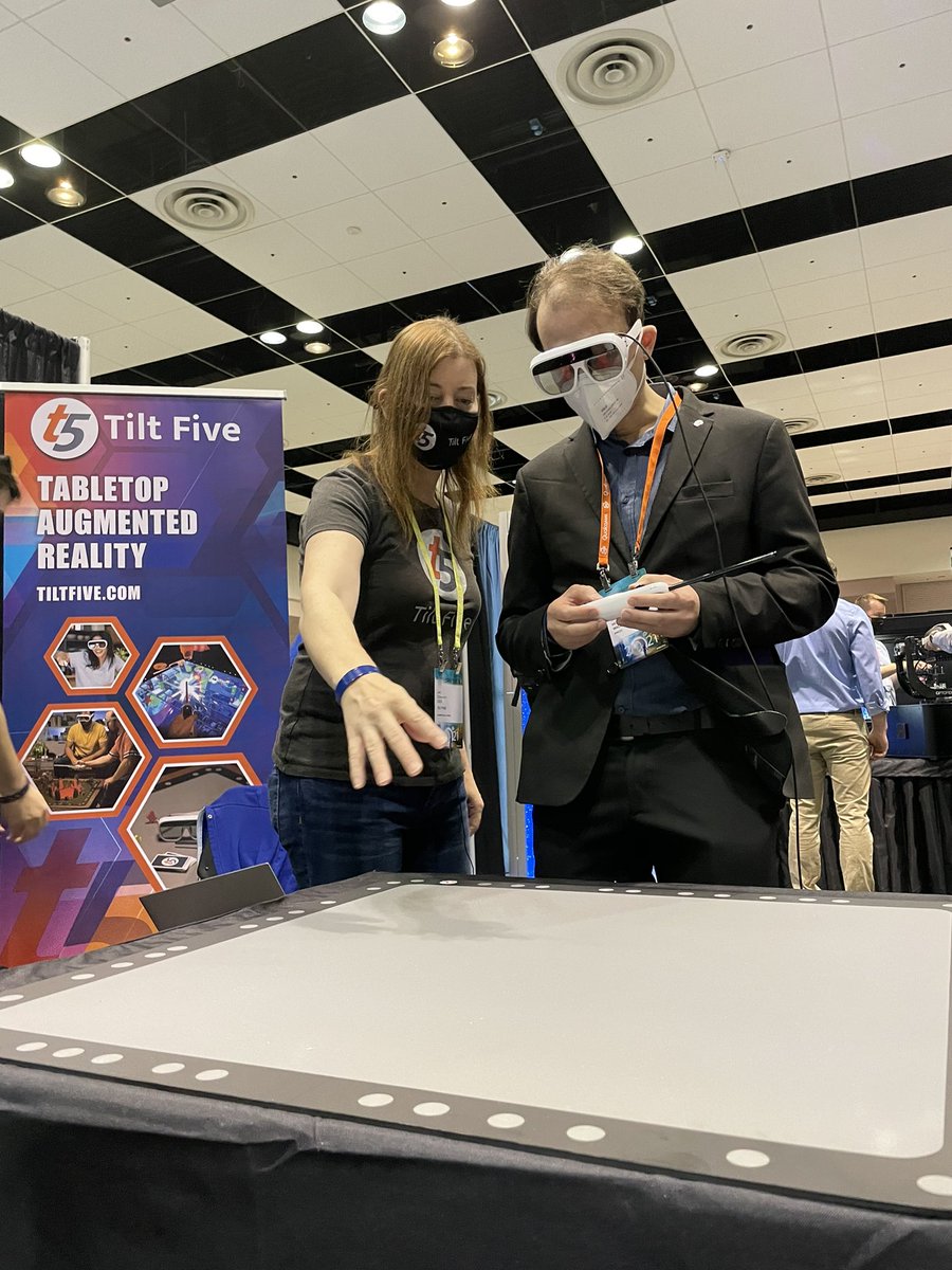 tiltfive's tweet photo. Looks like @SkarredGhost stopped by to try his hand at @tiltfive! #AWE2021 https://t.co/DjFW0LFJ7h