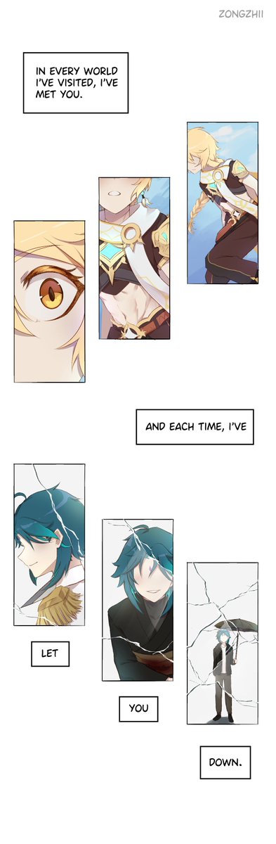 zongzhii's tweet photo. "A Fated Meeting Across Worlds"
Well if Aether can purify dvalin's tear, I'm sure he can do smth abt Xiao's karma (copium)

My gift to @memoriesofsalt as a portion of #XiaotherExchange2021 ^^

Thank you @xiaotherxchange for hosting the event!

#XiaoAether #魈空 https://t.co/5EXiq216AO