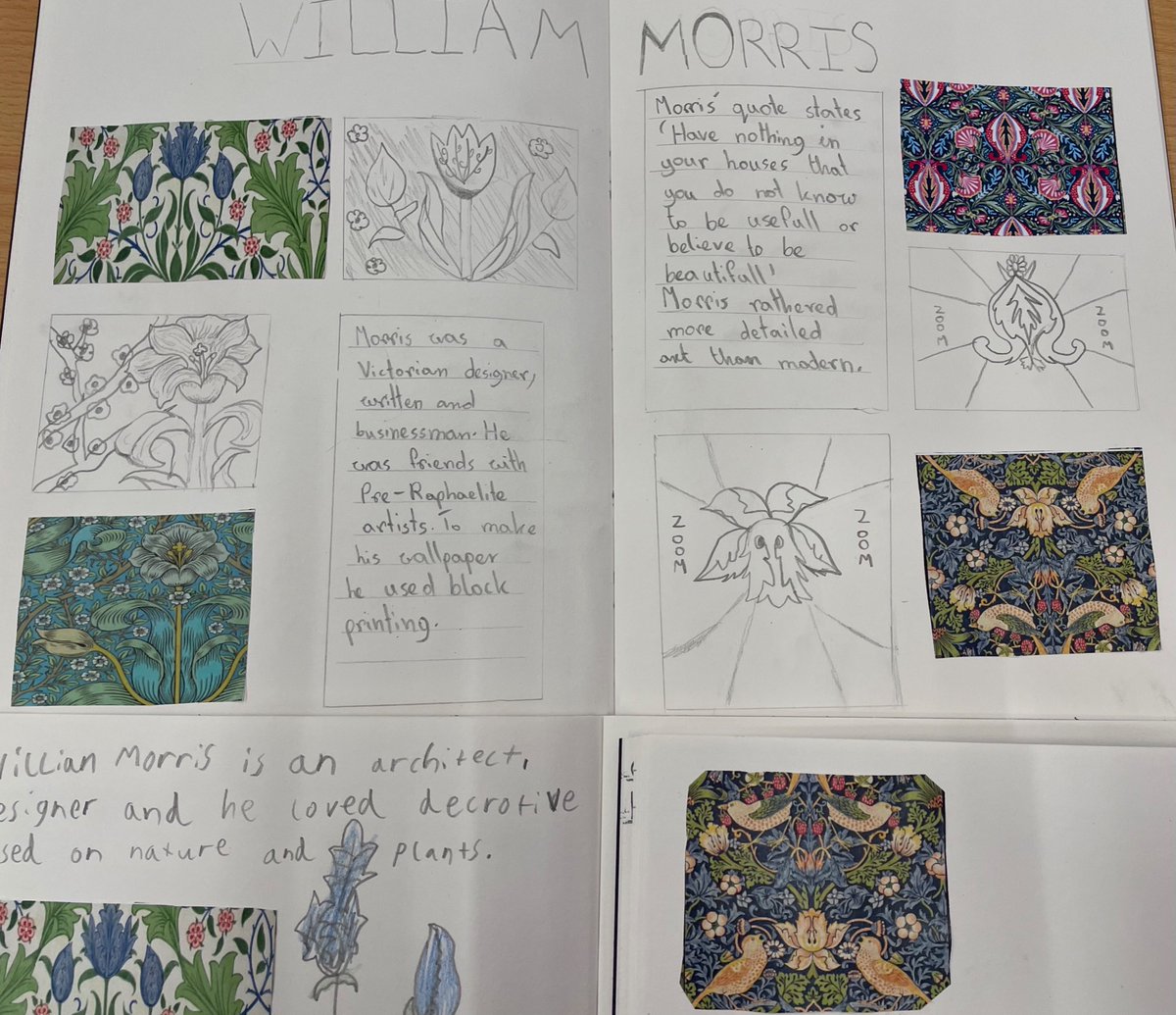 EdenthorpeHall's tweet photo. We are finding our William Morris topic really soothing. It’s been great studying and exploring his repeating patterns based on nature. 
@PKCKST #weareastrea https://t.co/a6SuvzIiSR