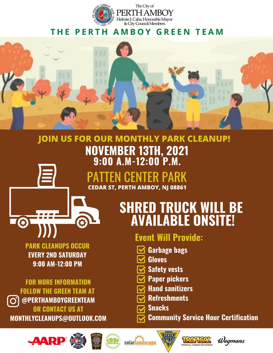 victtavarez's tweet photo. Come out and Help clean up the Park &amp; Neighborhood!  Shred Truck Available for all Perth Amboy residents. Bring your dated documents and have them shredded for FREE!!
#perthamboy #communitycleanup #gatewayneighborhood https://t.co/sGG1t1DxQ4