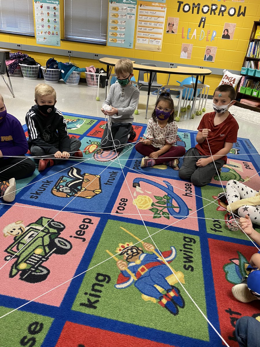 For our greeting this morning, we did the “tangled web”. Students greeted one another by rolling a hall of yarn to them and holding on to it. Then we made a web and practiced communicating to untangle it! We had so much fun and loved greeting our friends!