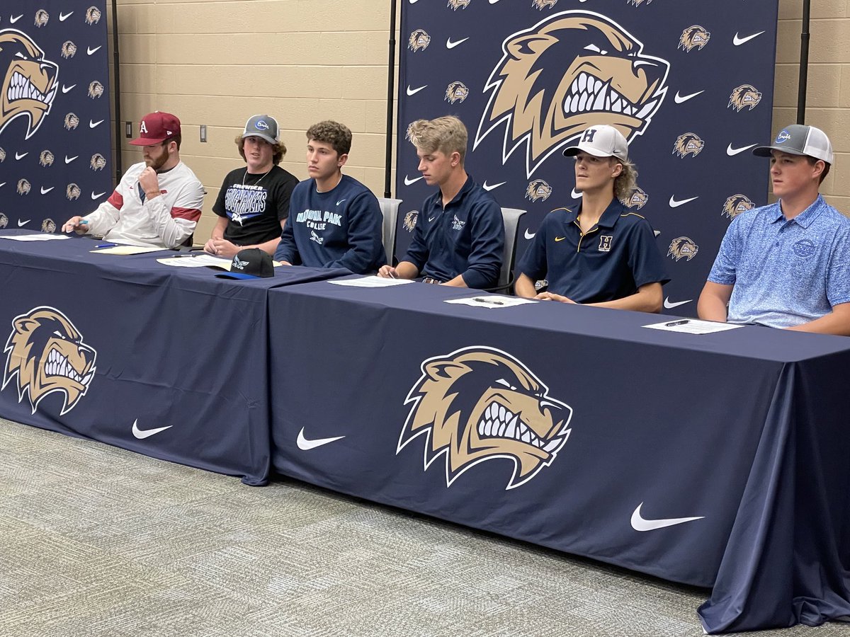 NWAHenry's tweet photo. PREP BB: Six Bentonville West players sign their NLIs this afternoon. They are Aaron Arnold, Landon Grigg, Hunter Guill, Josh Wacaser, Drew Carter and Cole Kitchens. #arpreps https://t.co/1OFuxX23iV