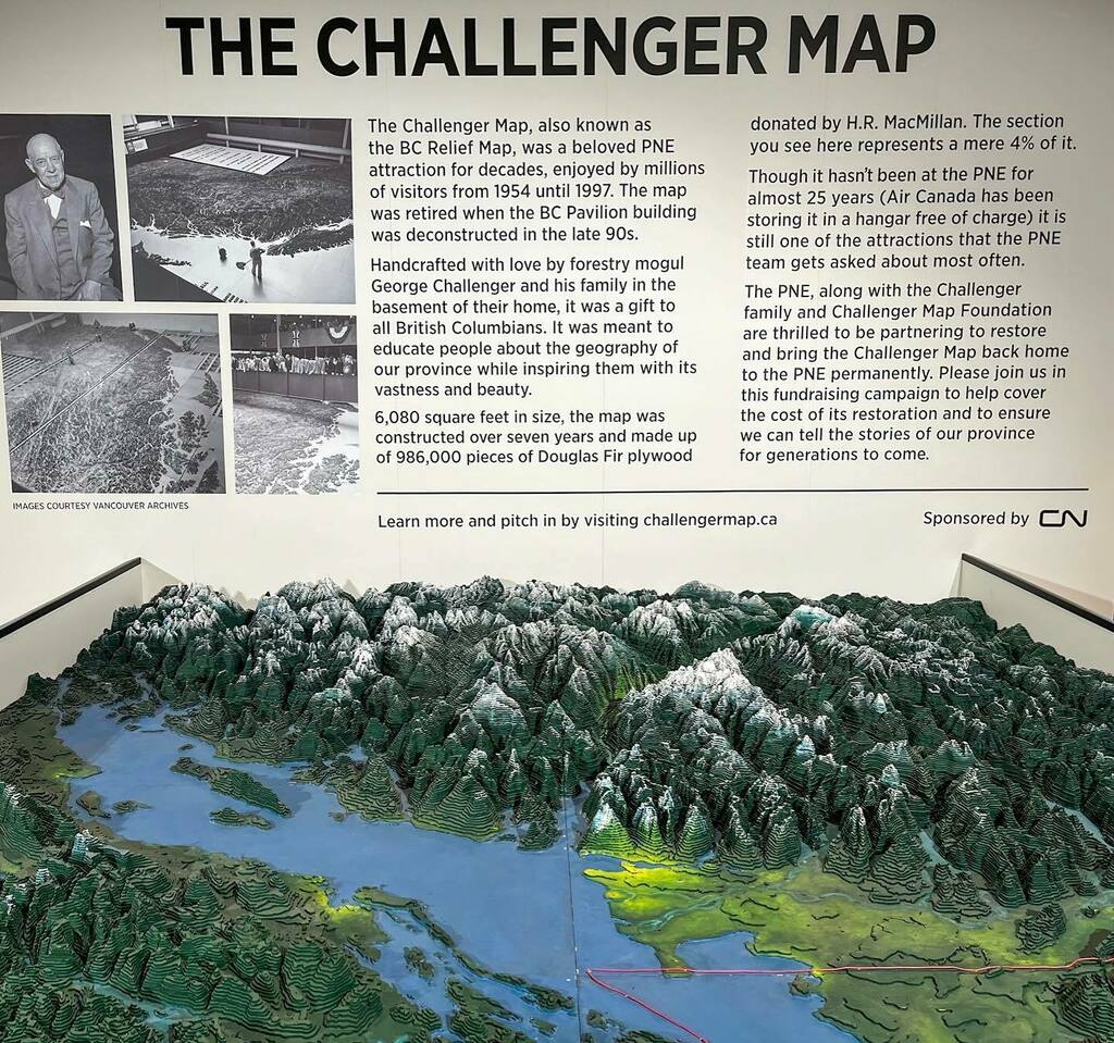 jminter's tweet photo. The Challenger Map always mesmerized me as a kid visiting @pne_playland, but after seeing this small portion on now display at @canadaplace, I’m reminded of the grand scale of the complete #challengermap
.
.
#britishcolumbia #scalemodel #wooden #pne #playland #bc #map https://t.co/kCtw9VqPSJ