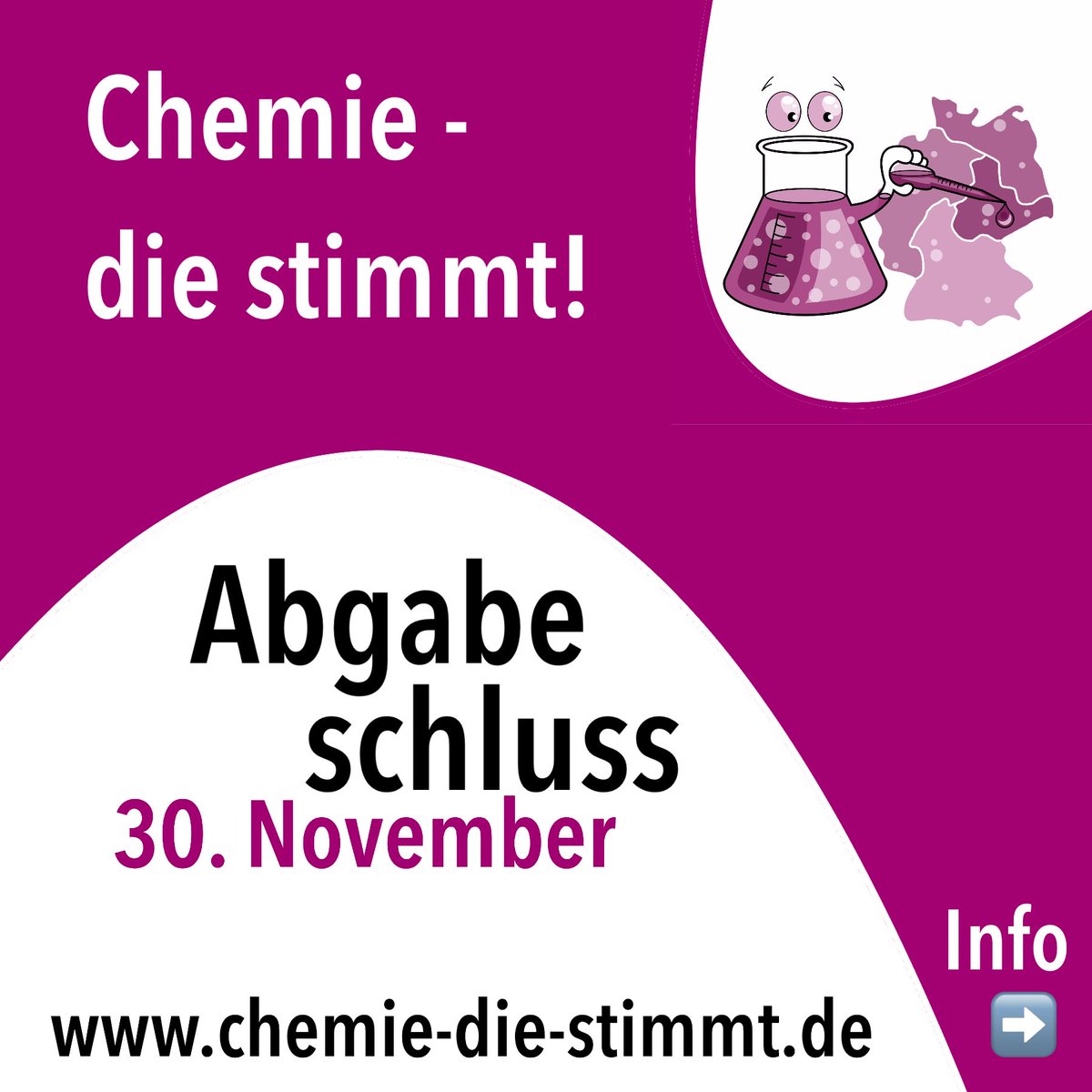 Die erste #Runde des #Wettbewerb|s „#Chemie - die stimmt“ neigt sich dem Ende zu: Bis zum 30. November müssen die #Aufgaben abgegeben werden! Die #Aufgaben sind unter chemie-die-stimmt.de

#hamburg #wettbewerb #chemiediestimmt #mint #twlz #twitterlehrerzimmer