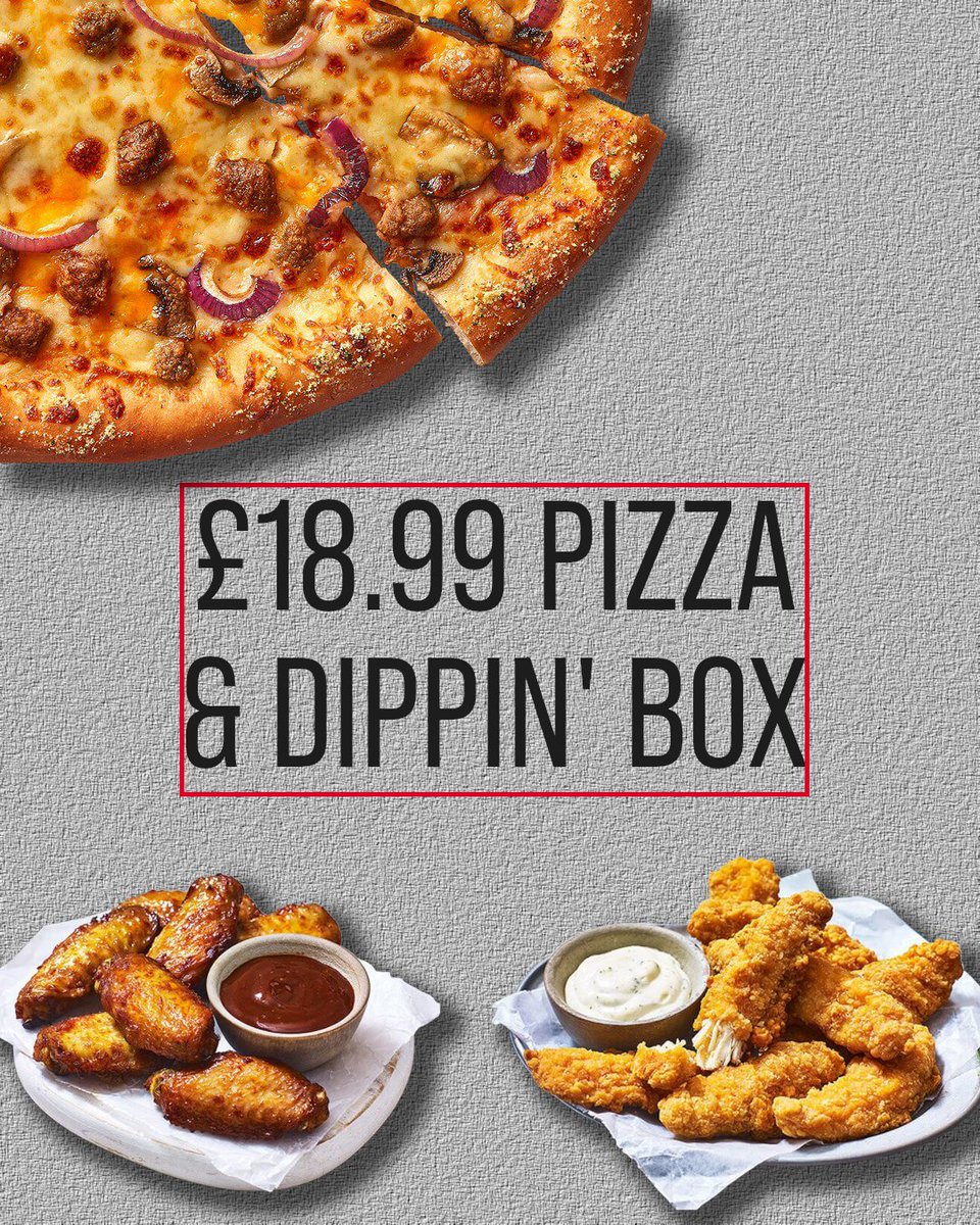 Looking for a bit more than a Large Pizza?

Check out the Pizza &amp; Dippin' Box Deal from Pizza Hut!

Get a Large Pizza and 2 Dipping Sides and 4 Dips for just £18.99.

Order online at: pizzahut.co.uk

#pizzahut #pizzadeals #pizzahutdelivery #neath #porttalbot