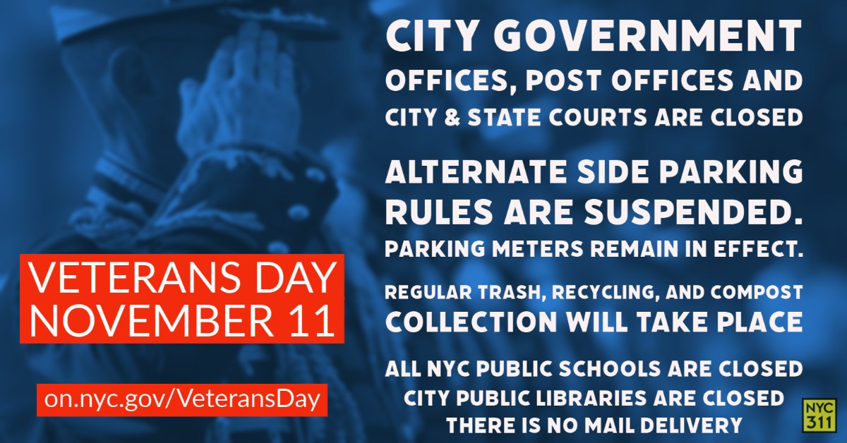 is veterans day a holiday for mail delivery