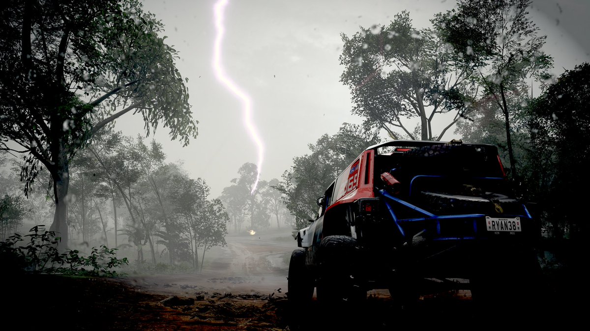 RyanActually1's tweet photo. Sorry... sorry...I just had to share this one as I love it. Racing through a tropical storm and manage to catch the lightning at the right time. #ForzaHorizon5 #XboxSeriesX #MyXboxCaptures #RyanActually #Xbox https://t.co/qHKvX7byye