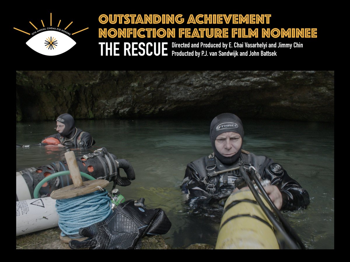 Outstanding Nonfiction Feature Nominee

The Rescue
Directed and Produced by E. Chai Vasarhelyi and <a href="/jimkchin/">Jimmy Chin</a>
Produced by P.J. van Sandwijk and <a href="/JBattsek/">John Battsek ⭐️⭐️💙💛</a>

<a href="/natgeodocs/">National Geographic Documentary Films</a>
<a href="/katznelsond/">David Katznelson</a>
#CEH2022 #CEH15th