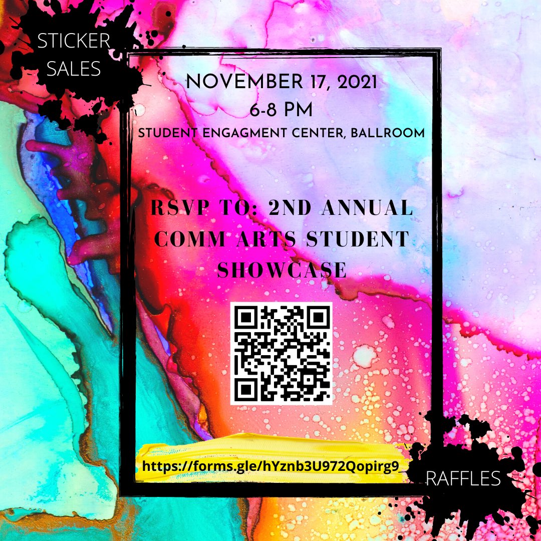 uiw_comm's tweet photo. ⏱Just one week until the 2nd Annual COMM ARTS Student Showcase! Now is the time to RSVP to the event by using the QR code or web link on this post. 

Just a reminder, the event happens next Wednesday, Nov. 17th from 6 p.m. to 8p.m. in the SEC Ballroom! We hope to see you there. https://t.co/Jj0F4skotj