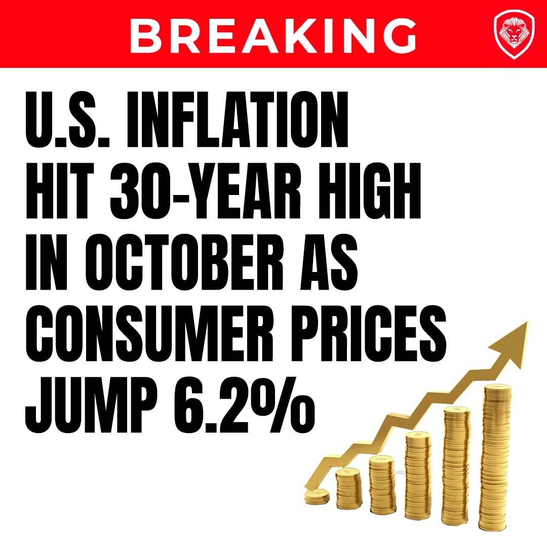 valuetainment's tweet photo. U.S Inflation hits 30 - year high and jumps to 6.2% in October 🤯 https://t.co/roL9rQiY49