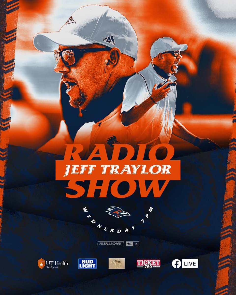 Come out to The Sand Box (7280 UTSA Blvd) tonight for the Jeff Traylor Radio Show presented by <a href="/UTHealthSA/">UT Health San Antonio</a> with guests Jaylon Haynes and Leroy Watson.

⏰ 7 PM  
📻 ticket760.com 
💻 facebook.com/UTSAAthletics
☎️ 210-736-9760

#BirdsUp 🤙