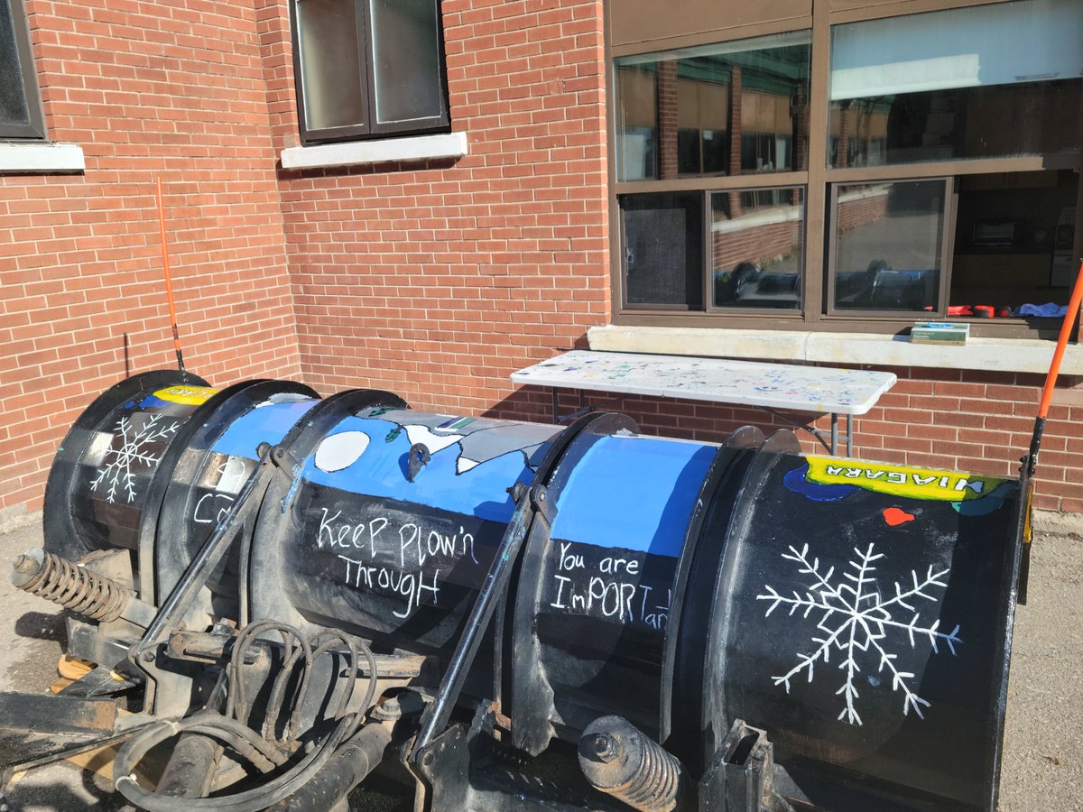 StPatrick_PC's tweet photo. St. Patrick students show off their School Spirit in Port Colborne snowplow painting initiative! https://t.co/cvPNYny3ug