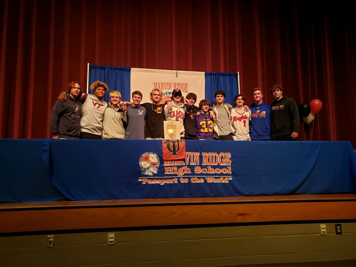MarvinRidgeLax's tweet photo. CONGRATS to @owen_baxter03  and his family as he signed his NLI today to play D2 lacrosse at the University of Tampa! #GOMAVS @MarvinRidgeLax @MavAthletics @TampaMLax https://t.co/KLthFespCE