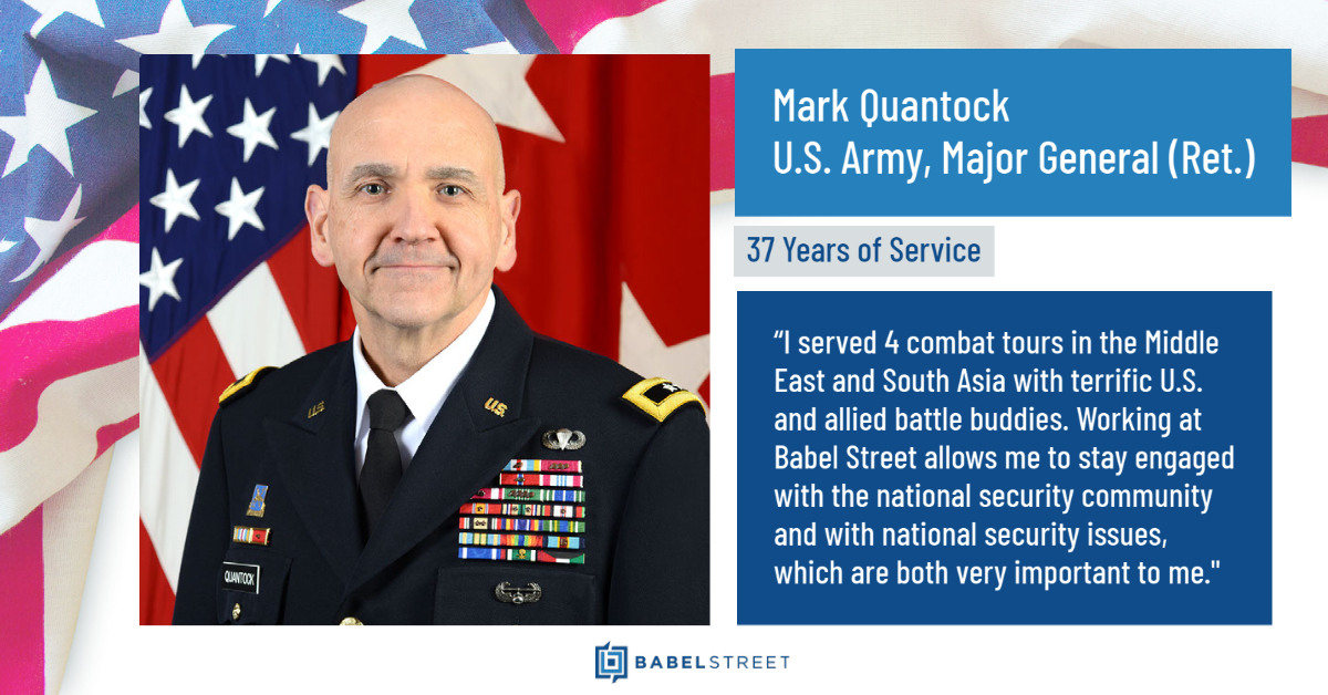 BabelKnowledge's tweet photo. We are fortunate to draw from the leadership experience of Mark Quantock, U.S. Army, Major General (Ret.). Please join us in thanking him for his 37 years of service.
#thankyouveterans #Veterans #veteransday #veteransday2021 #veteran #army #usarmy #veteranemployer #BabelOn https://t.co/i8vEJtM8tN