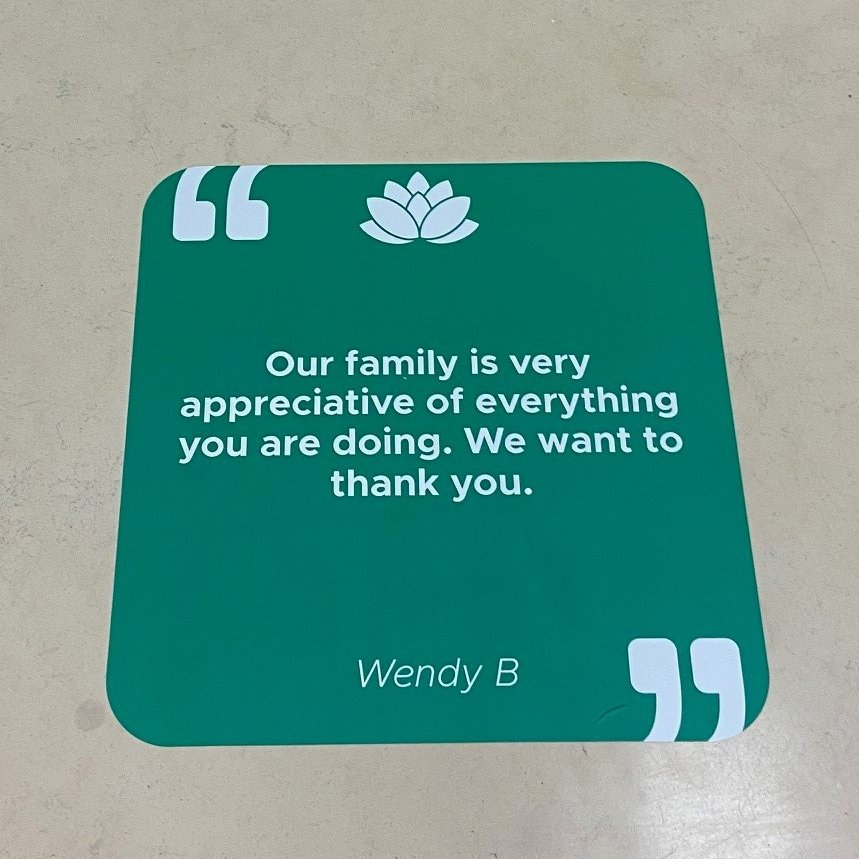 grhospitalkw's tweet photo. At GRH, we’re eternally grateful for the incredible work our team members do everyday. To continue spreading positivity for patients and staff, the Foundation recently installed floor decals that display messages of appreciation from our community and donors. #CareNeverStops https://t.co/eTqIhRbOXy