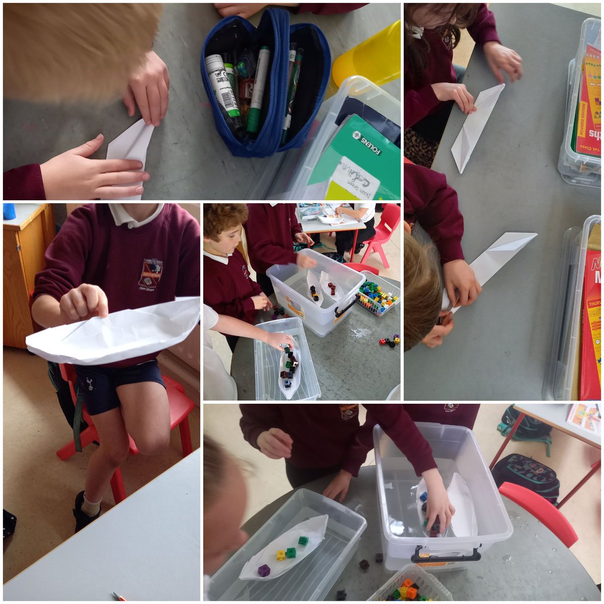 Today first class <a href="/kinvarans/">Kinvara NS</a> used paper to construct a boat and then added some passangers to test how many it could hold #ScienceWeek2021