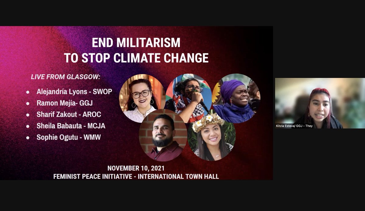 ggjalliance's tweet photo. Kitzia Esteva, GGJ’s Grassroots Feminism National Organizer: U.S. military is the biggest polluting entity &amp; the largest fossil fuel consumer on earth, enforcing occupation of Indigenous + sovereign lands while upholding violent resource extraction #FeministPeaceInitiative #COP26 https://t.co/NBPYzuY79L