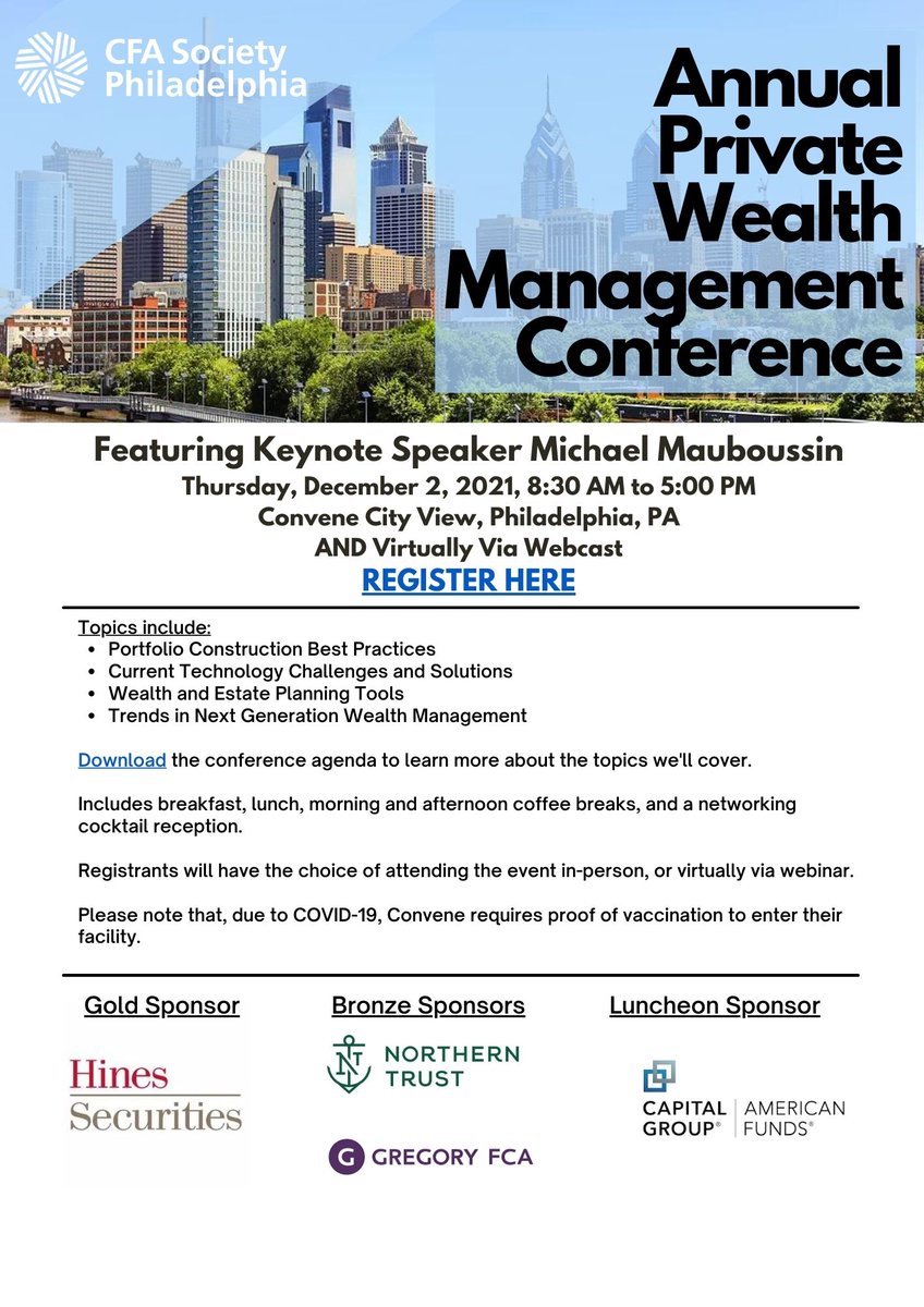 Our Private Wealth Management Conference is right around the corner. Here's what you need to know.

To register: shorturl.at/rsxFJ