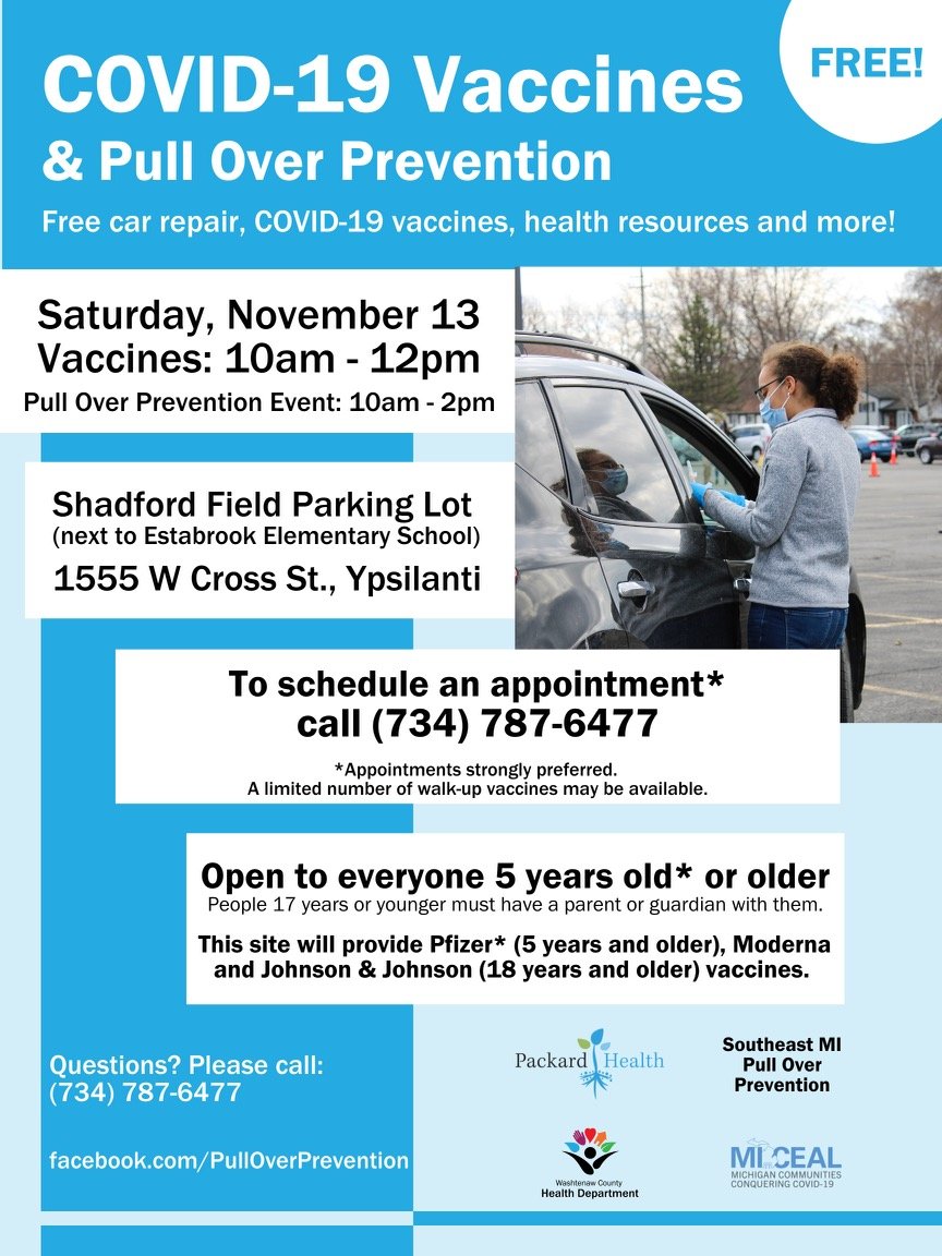 HuronValleyDSA's tweet photo. Please help us spread the word about our Pull Over Prevention &amp; Mutual Aid Fair THIS SATURDAY at ESTABROOK in Ypsi. Packard Health will be there doing COVID vaccines - call (734) 787-644 to schedule your appt!

https://t.co/l1fquQT2pS https://t.co/zXKnl4vc8n