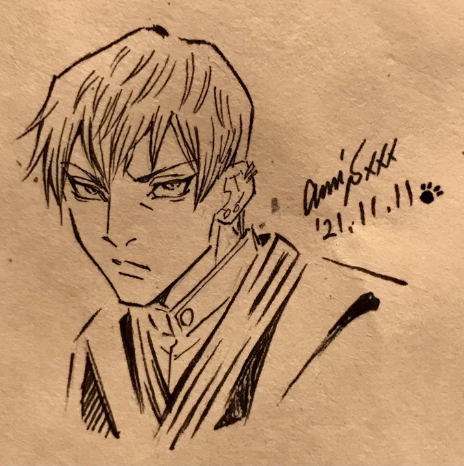 早起きしたので昨夜食べたお弁当の包みに楽描き。

町に飛び交う京言葉に聞き惚れておりますが、ドブカスという単語はまだ聞いてません。

朝の京都巡りを済ませたら長崎に向かいます。 柴田亜美

#柴田亜美 #禪院直哉 #呪術廻戦 