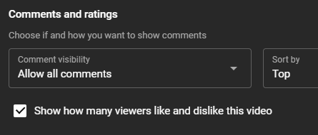TroySideways's tweet photo. @CeeganS The funniest part is that all creators on Youtube already had ways to protect themselves from these "dislike attacks." https://t.co/VjmtChPa96