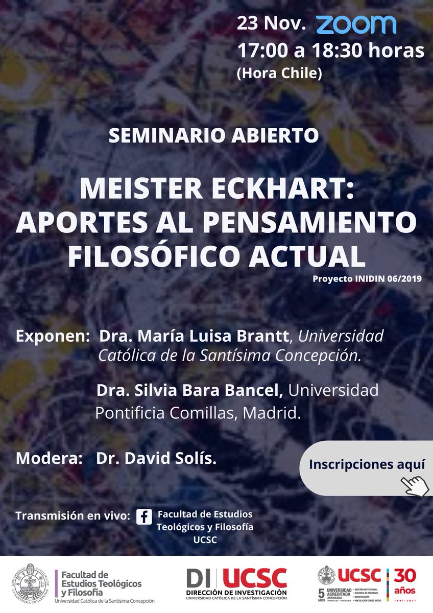 🚨|ALERTA DE SEMINARIO| Te invitamos cordialmente a participar de este interesante Seminario abierto "Meister Eckhart: Aportes al pensamiento filosófico actual". 
Te dejamos el link de inscripción: forms.gle/rVGa5w5xxLV87b…