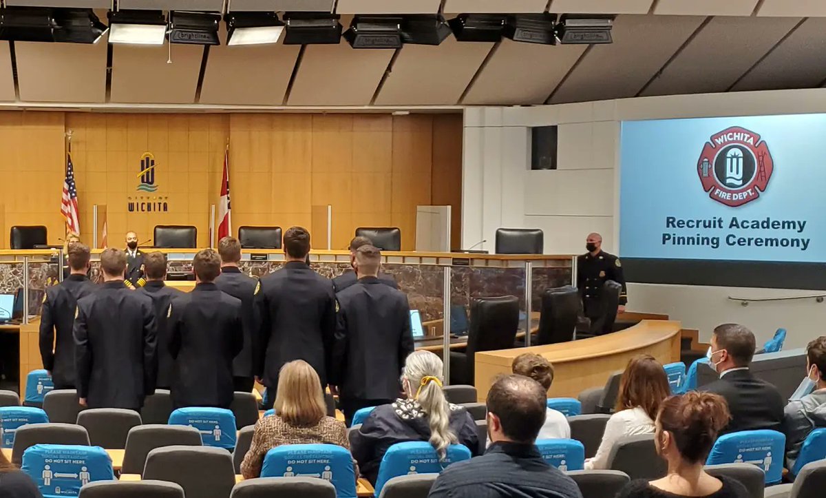 WichitaFireDept's tweet photo. Please join us in congratulating the nine recruits finalizing the academy at their pining ceremony today. More pictures to come. Congratulations to all! Welcome to WFD! #firefighters #firefighting #wichitaFD #ICTbravest #academy #recruits #firefamily https://t.co/n803ZOYkgv