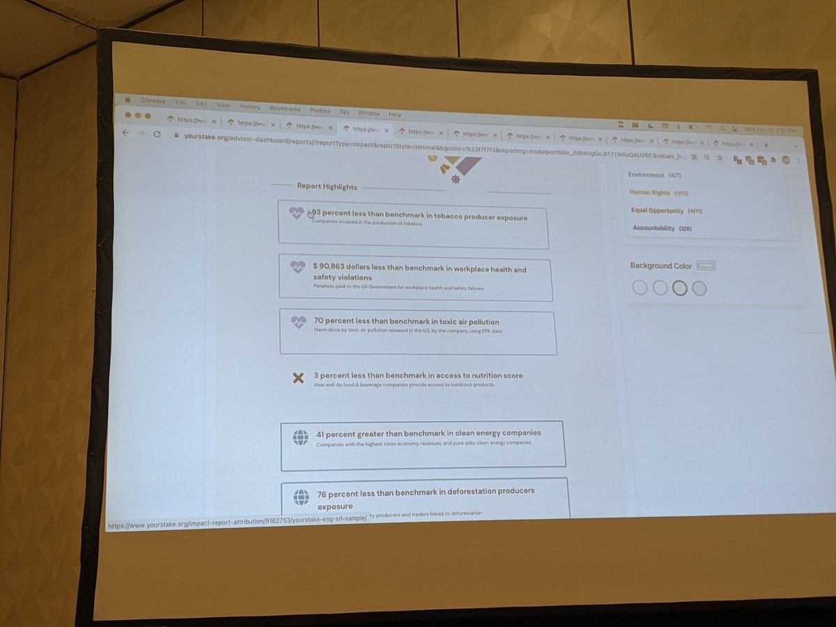 MichaelKitces's tweet image. ESG Values benchmarking from @Your_Stake so clients can compare how their holdings align to their own ESG preferences. #XYPNLIVE #AdvisorTech