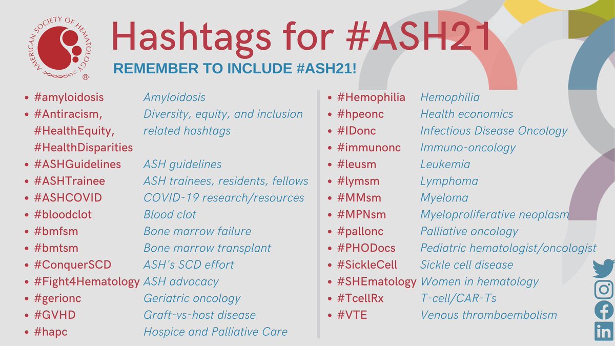 Razan_Mohty's tweet photo. Important hashtags to use for #ASH21 #ASHRM https://t.co/7OeHPuM7s9
