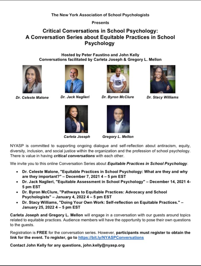 nyasp's tweet photo. NYASP presents… “Critical Conversations in School Psychology: A Conversation Series about Equitable Practices in School Psychology.”
Register today at: https://t.co/eEpRe6IRit #SP4SJ #SchoolPsychology https://t.co/opUKij8mQs