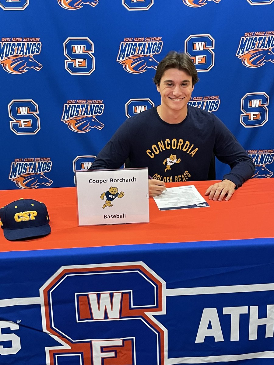Sheyenne Mustangs Baseball (@wfsheyennebsb) on Twitter photo Congrats <a href="/cooperborchardt/">cooperborchardt</a> on signing with Concordia St. Paul <a href="/CSPBearsBase/">Golden Bears Baseball</a>! Looking for big things from Cooper this upcoming season. Congrats <a href="/cooperborchardt/">cooperborchardt</a> on signing with Concordia St. Paul <a href="/CSPBearsBase/">Golden Bears Baseball</a>! Looking for big things from Cooper this upcoming season.