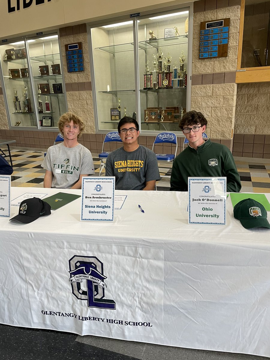 OLHS_golf's tweet photo. Congrats to Noah, Ben and Jack! Very proud of what you have accomplished the past 4 years. Wish you continued success at the next level. #gopatriots https://t.co/qtuon0WdN1