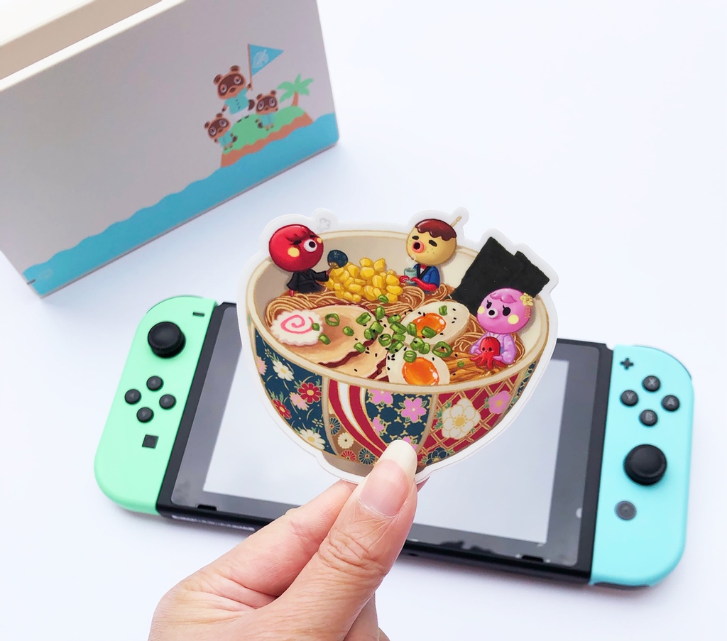 BaeBoba1's tweet photo. So happy with the return of the animal crossing excitement! A new octo villager has joined, he shall join my island!

#animalcrossing #acnh #sticker #vinylsticker #fanart #octopuses #octopus #villagers #octo #ramen #foodart #food #stickerart #art #acnhvillager #cute https://t.co/wX4tRQ5EOW