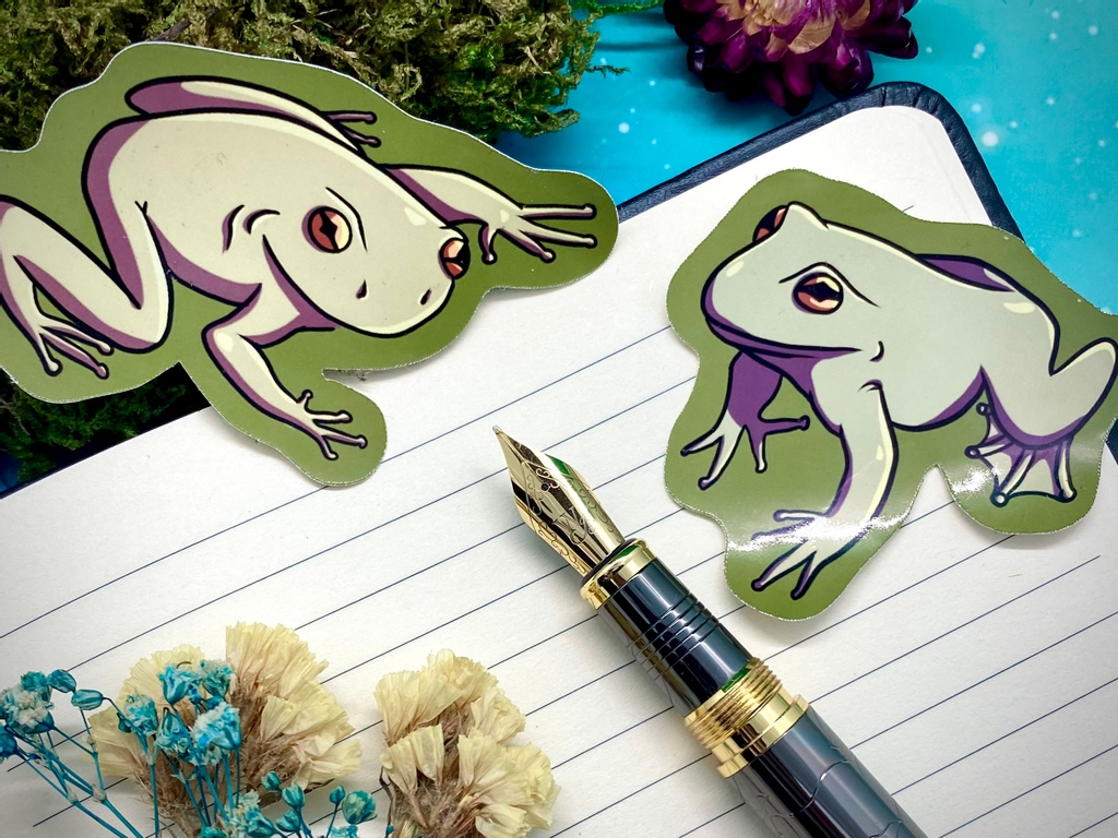 burrowsarts's tweet photo. You take a moment to relax by a stream, and these two come up to you. What do you do?
Part of the green tree frogs sticker set. Available on the website or Etsy 🐸
#stickers #frogs #greentreefrogs #journaling #bujo #campaignjournal https://t.co/CrotJPMv4g