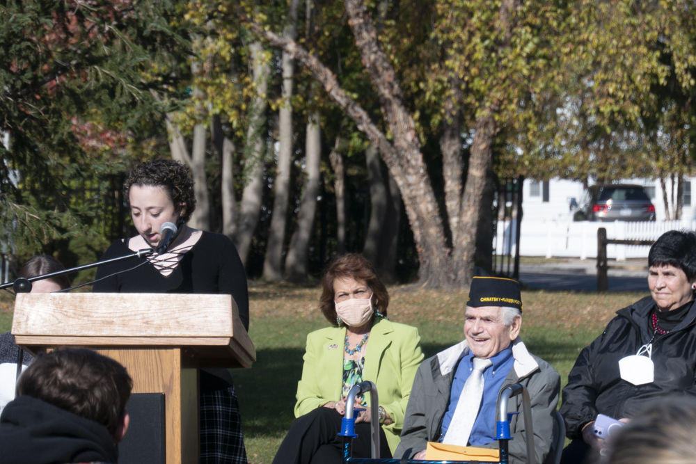 OSchoolsPR's tweet photo. Wishing our veterans peace & gratitude. 🇺🇸Students at @OHS_Castleton & #School6 held the 1st of 3 veterans flag ceremonies that will take place this school year. Each time, they hoist a flag in honor of a local vet & the flag is later lowered, folded & presented to the vet. https://t.co/QdzUwtRcgH