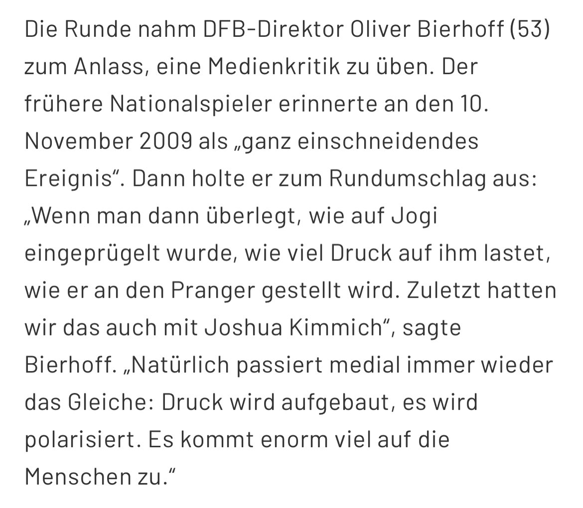 Robert Enke hatte eine grauenhafte Krankheit, die die meisten von uns null (be)greifen können.

Joshua Kimmich hat eine ganz bescheidene Entscheidung ganz ganz schlecht „begründet“. Und ist dafür zurecht kritisiert worden. 

Das zu vermischen verbietet sich komplett. #Bierhoff