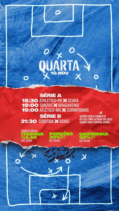 TheBronxPub's tweet photo. QUARTA! ⚽️ FUTEBOL NO BRONX ⚽️💥🍺
O melhor esquema é colar hoje no BRONX que só tem jogaço! 💥

⚡️ PROMOS ATÉ 20h:
🍺 CANECA ITAIPAVA 300ml R$4,49
🍟 PORÇÕES 20%OFF
🍹 CAIPIRINHA 50%OFF

——————
🚀 #vemprotheBRONX #paranagua #quartafutebol https://t.co/3Jc35CIvKC