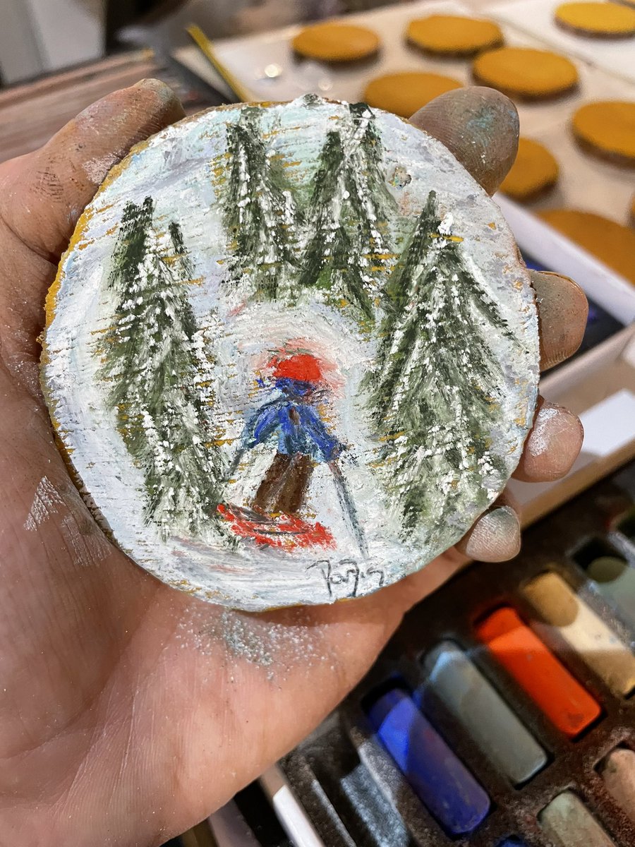 TheSki_Guru's tweet photo. Working on something different- preparing sole wooden surfaces with small pastel paintings. Let’s see how it goes! Getting ready for @leeopenstudios this and next weekend! I will be at the Church of the Good Shepherd, venue No.13. Stop by! #alpineart #mountainpainter https://t.co/FDyHRtzKRK