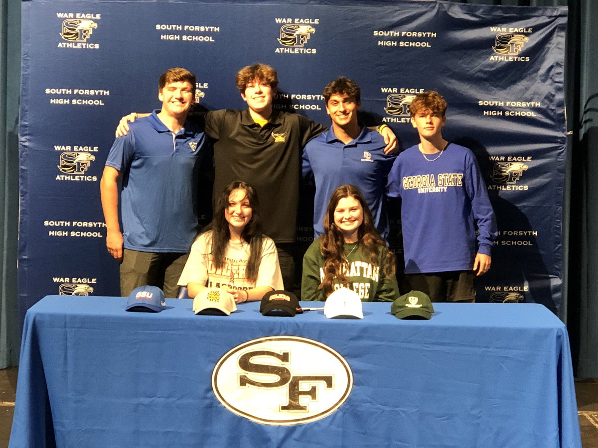 SouthForsythHS's tweet photo. Congratulations to our War Eagle, student athletes on National Signing Day! #southstrong #sfhsathletics https://t.co/Rh8oNrzxml